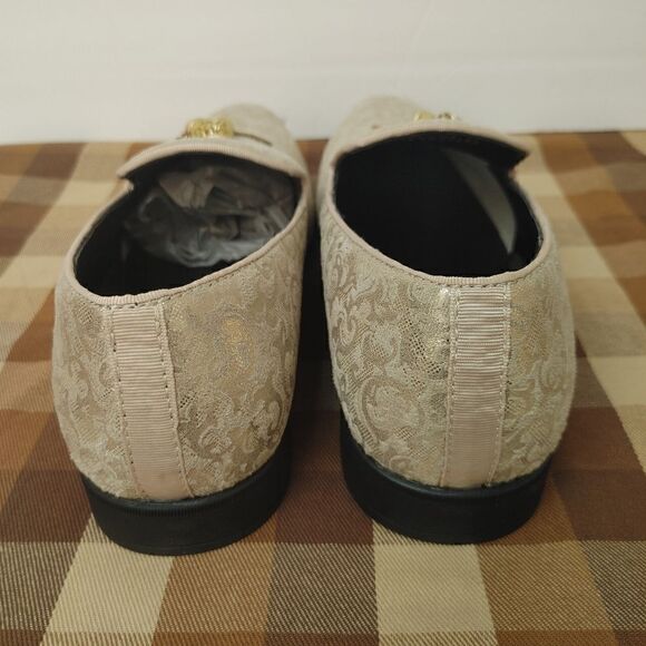 MEN'S AMALI EMBOSSED PAISLEY PRINT SLIP ON LOAFER WITH GOLD TASSELS. SIZE 10D - Picture 4 of 8